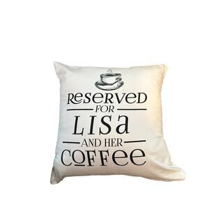 White Lisa Pillow with Coffee Design